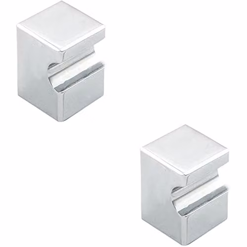 Loops 2 Pack Square Cupboard Door Knobs in Polished Chrome, 18 x 18 mm with 25 mm Projection