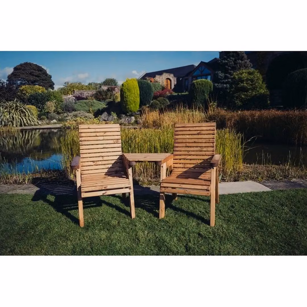 Churnet Valley Garden Furniture Ltd Valley Love Seat Angled in Brown with Cushions – 2