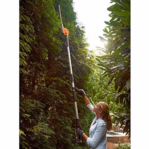 WORX WG252E 20V PowerShare Cordless Reciprocating Pole Hedge Trimmer, 45cm, Black and Orange – 3