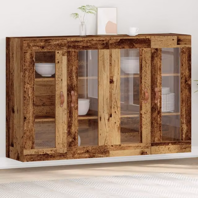 Berkfield Home Set of 2 Wall Mounted Cabinets in Brown Old Wood, W/D/H: 69.5 x 34 x 90 cm – 1