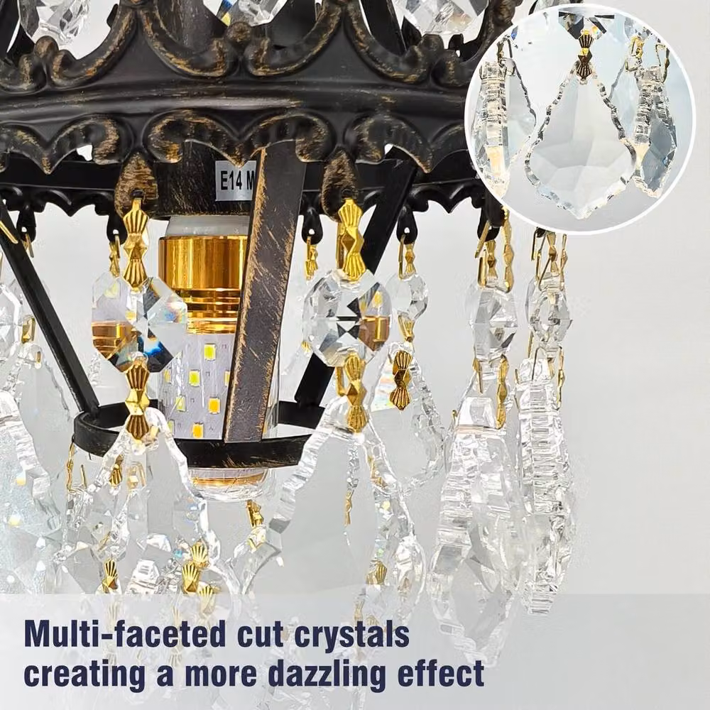 NESTLUNE Palace Crystal Wall Lamp in Black and Gold/Brass for your Bedroom – 3