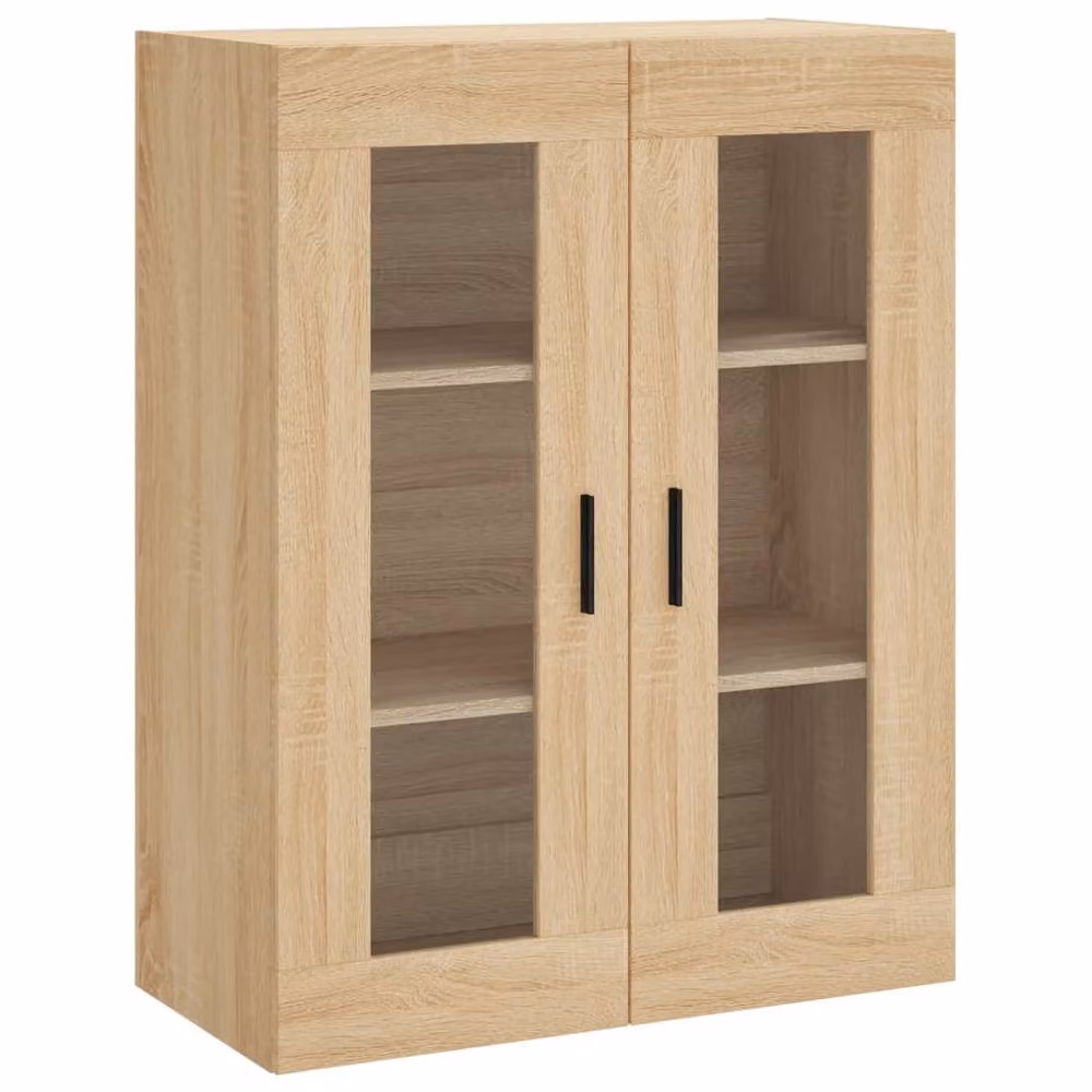 Berkfield Home Wall Mounted Cabinets with Glass Doors, 2 Piece Set in Sonoma Oak Light Brown – 2