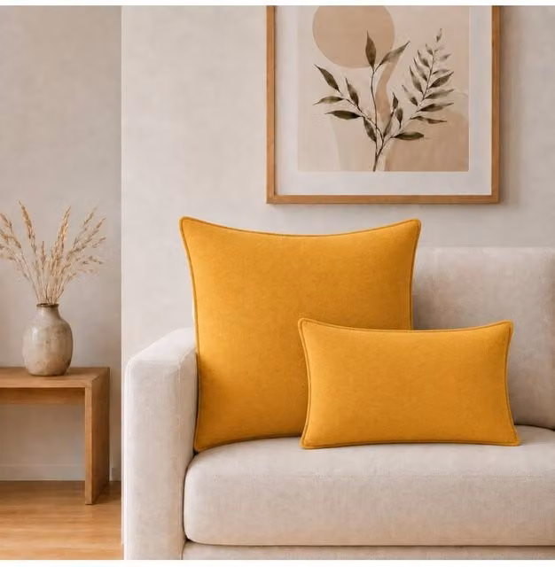 KDMD Marigold Loom Jumbo Cotton Cushion Cover in Yellow, W/D/H: 60 x 60 x 60 cm – 1