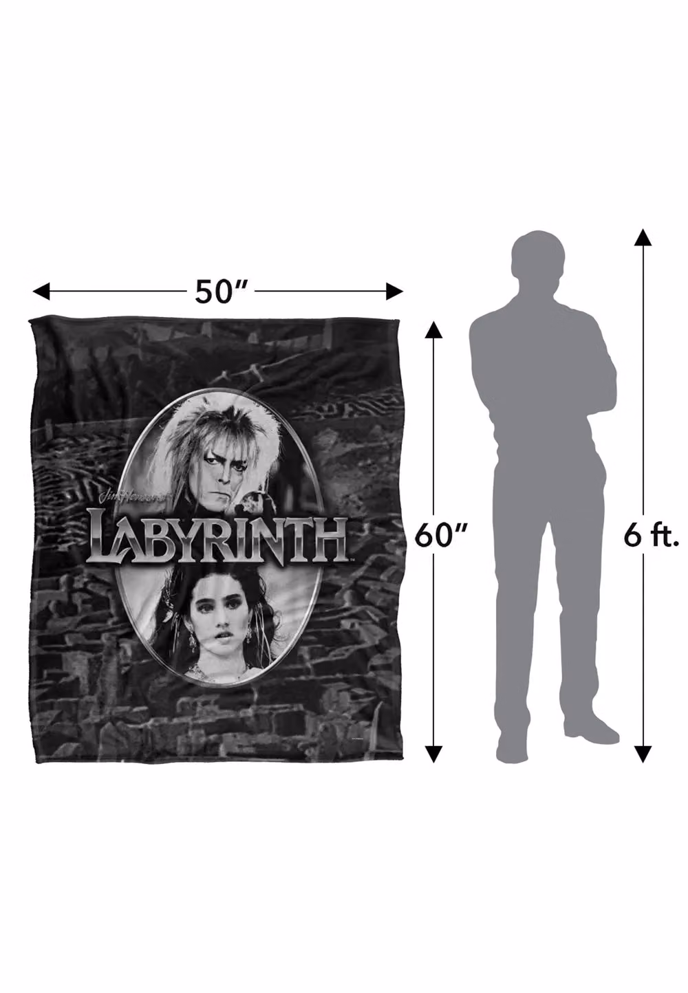LOGOVISION Jim Henson Labyrinth Silver Portrait Maze Super Soft Fleece Throw Blanket in White, W/D/H: 152 x 127 cm – 9