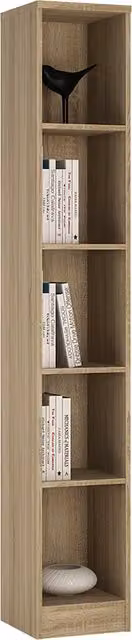 4 You Tall Narrow Oak Bookcase in Brown with Adjustable Shelves