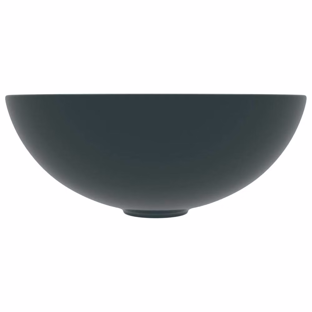 Berkfield Home Round Ceramic Countertop Bathroom Sink in Dark Green – 3