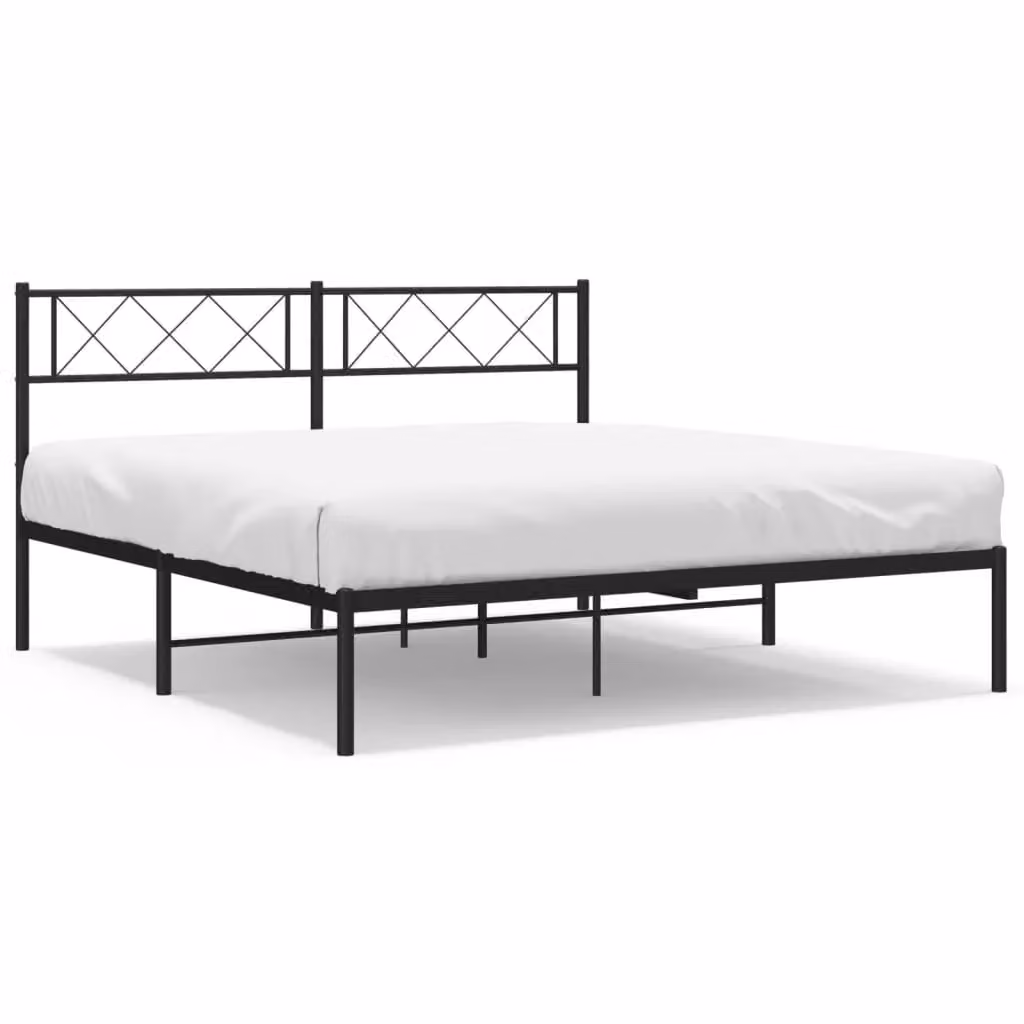 Berkfield Home Metal Bed Frame with Headboard in Black, W/D/H: 135 x 190 cm – 2