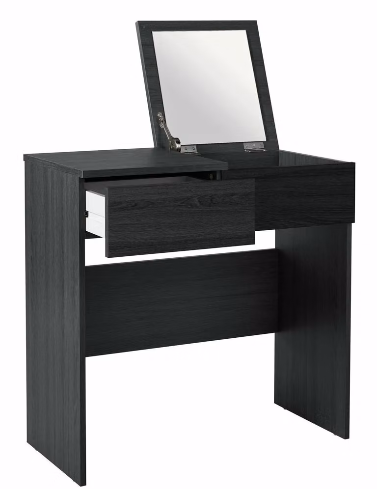 Malibu Dressing Table with Mirror in Black Oak Effect