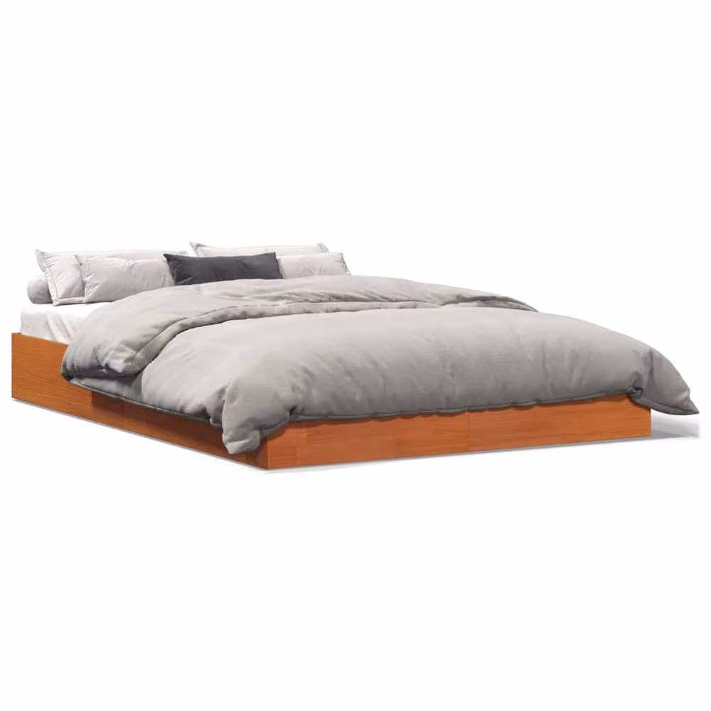 Berkfield Home Beautiful Solid Wood Bed Frame in Waxed Brown, 160 x 200 cm – 2
