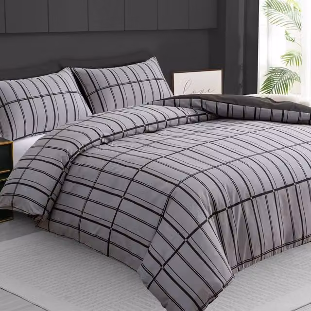 Grace Premium Microfibre Brushed Duvet Cover Set in Grey, W: 180 cm x D: 200 cm