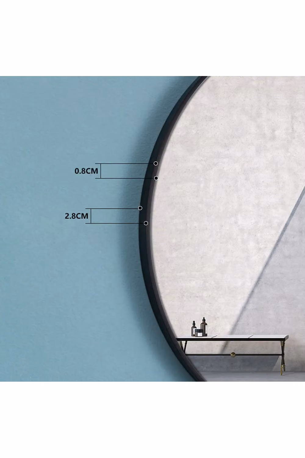 Living and Home Nordic Black Round Wall Mirror, Diameter: 60 cm – 4