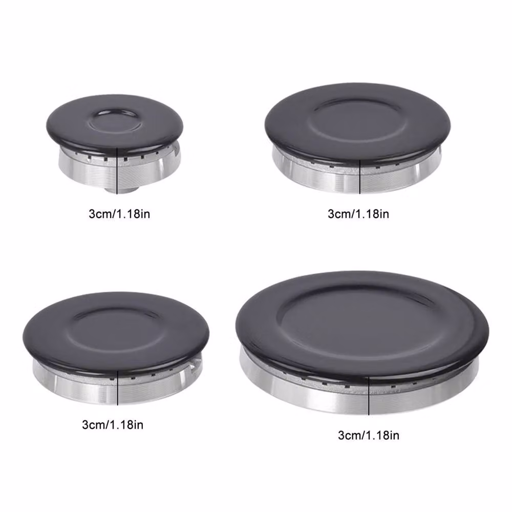 EONLION 4-Piece Black Gas Hob Burner Cap Kit for UK Cookers – 5