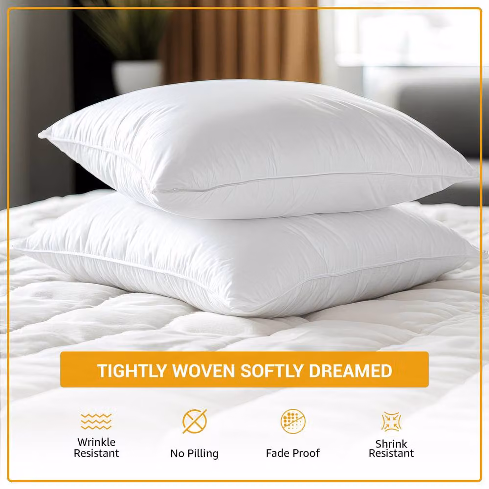 Pamposh Set of 4 White 300 Thread Count Mako Satin Cotton Pillow Cases – 2
