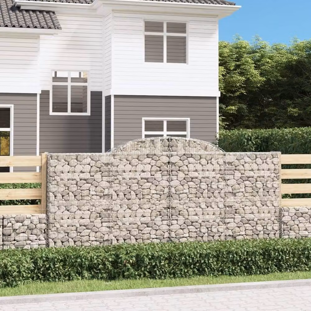 Berkfield Home Arched Gabion Baskets, 5 Piece Set, Silver Galvanised Steel, W: 300 cm, D: 50 cm, H: 140-160 cm – 2