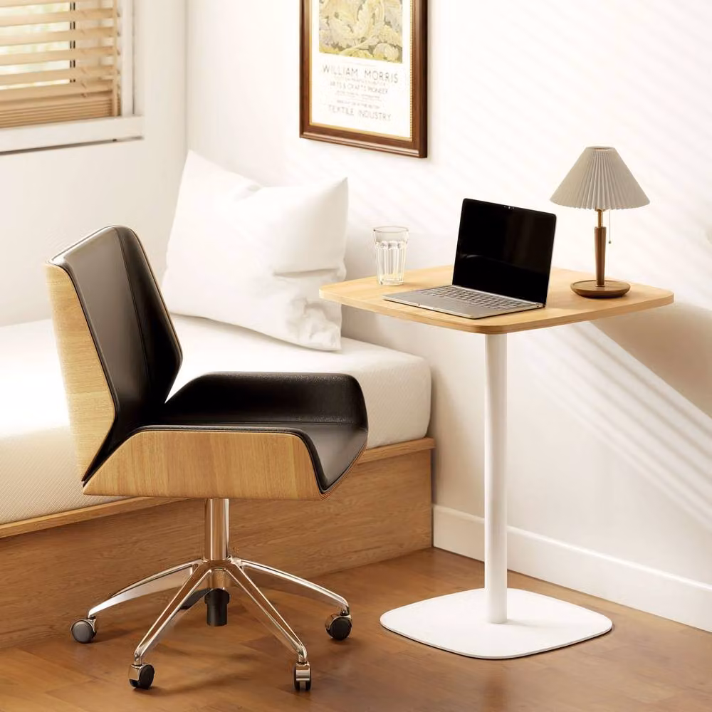 Wyld Haus Levadi Square Dining Table with Natural Wood Veneer Top and White Steel Base, W/D/H: 60 x 60 x 75 cm – 4