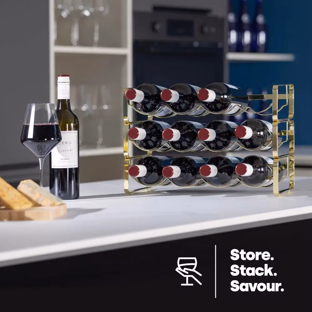 LIVIVO Elegant Stackable Metal Wine Shelf Rack, Set of 2, Gold and Silver – 3