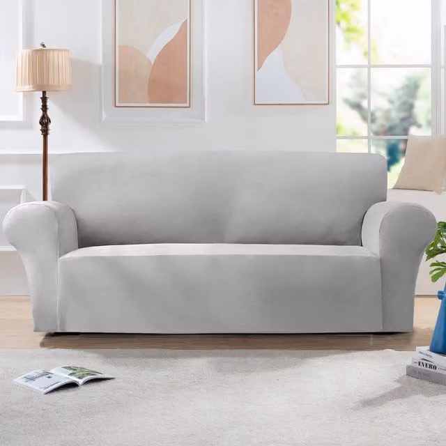 Home Republic Silver Mink Velvet Stretch 3 Seater Sofa Cover