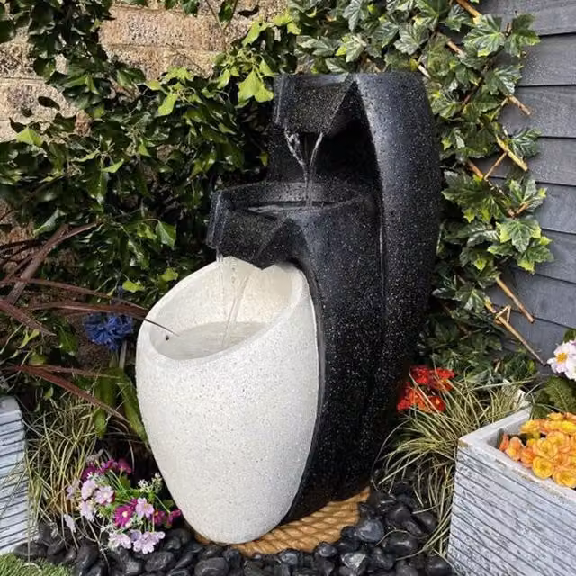 Tranquility 3 Flowing Vases Contemporary Grey Cascade Water Feature