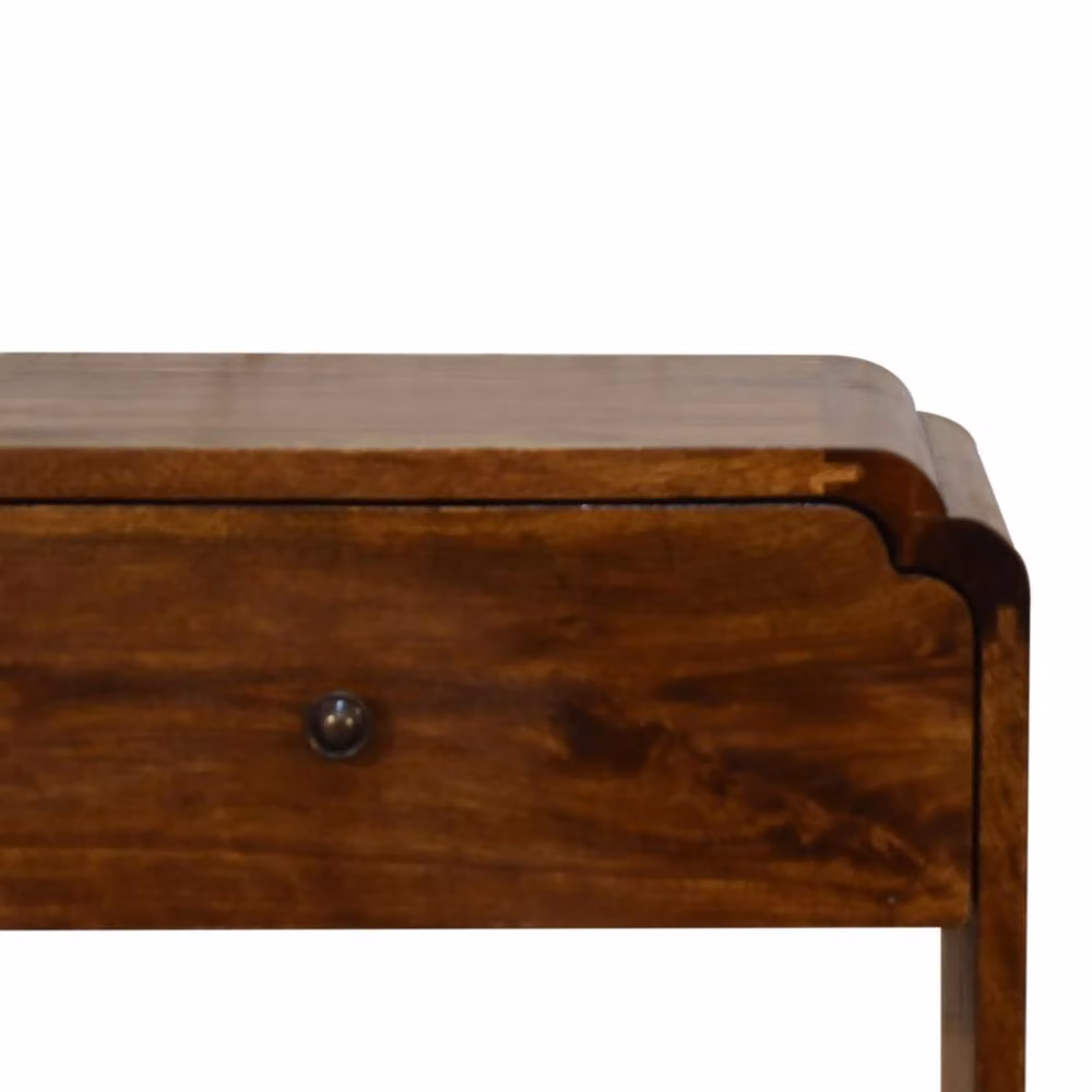 Wyld Haus Lanta Mango Wood Scalloped Bedside Table with Drawer in Brown, W/D/H: 35 x 45 x 50 cm – 3