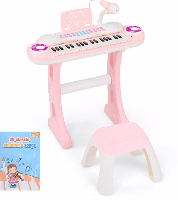 Costway 37 Key Electronic Piano Keyboard Toy in Pink