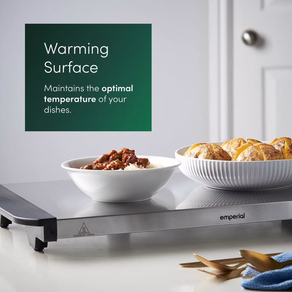 Emperial 4 Tray Electric Buffet Food Warmer with Adjustable Temperature, 300W, Silver – 5
