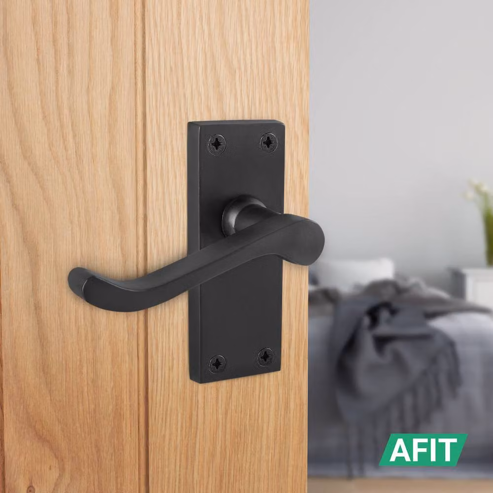 AFIT Black Scroll Victorian Internal Door Handles with Long Backplate, 1 Pair, Matt Black – 3