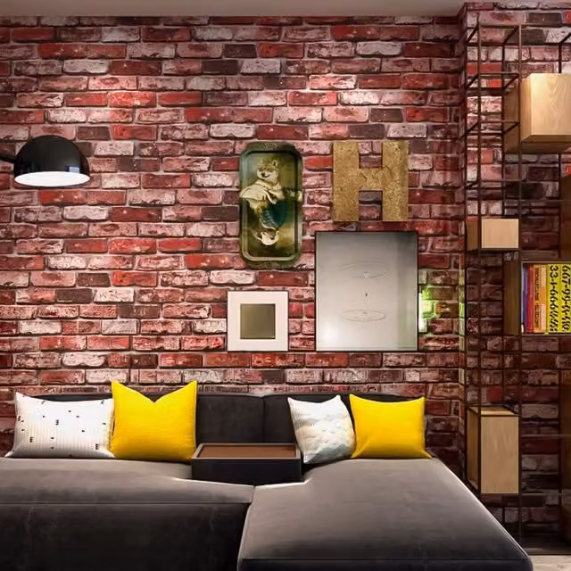 NOVECRAFTO 3D Red Brick Effect Stone Look Wallpaper, 5 Rolls (25.18 m)