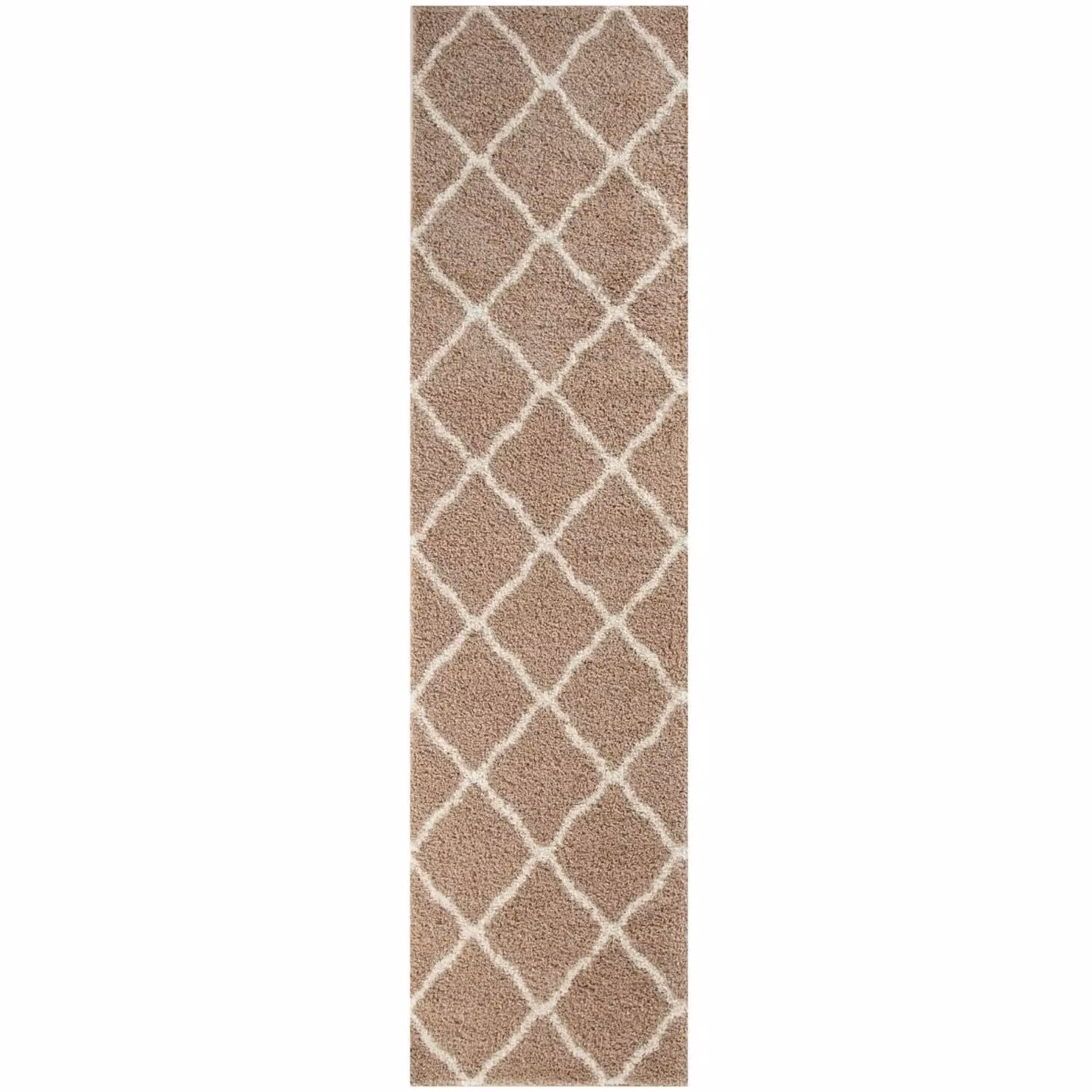 THE RUGS Moroccan Soft High Pile Shaggy Lattice Rug, Beige, W: 160 cm, D: 230 cm – 4
