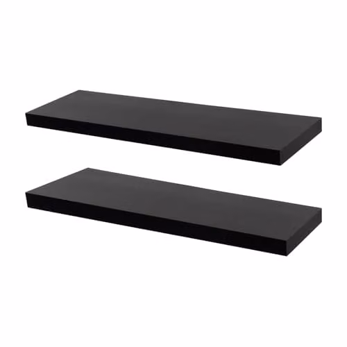 Harbour Housewares Modern Floating Wall Shelves, Pack of 2, Black, W: 80 cm