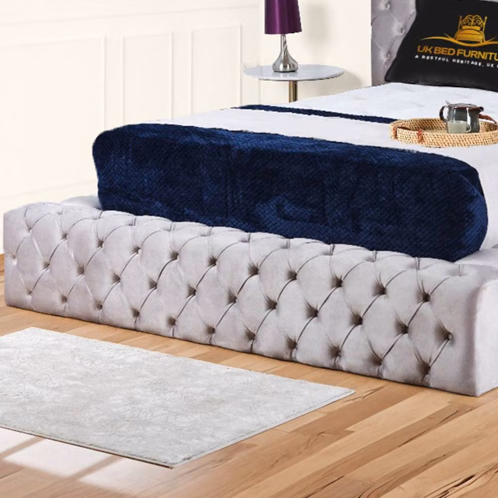 UK Bed Furniture Ambassador Ottoman Gas Lift Upholstered Velvet Bed in Silver, W/D/H: 90 x 190 cm – 3