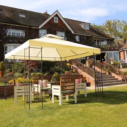Charles Bentley Luxury Steel Art Outdoor Gazebo in Beige, W/D/H: 300 x 300 x 260 cm – 3