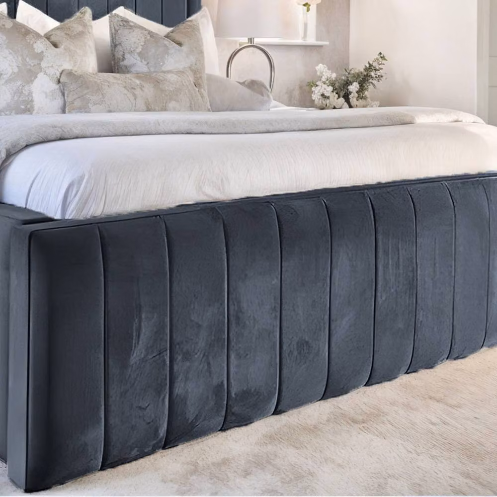 Living Comfort Bedz Geneva Upholstered Velvet Bed Frame in Anthracite Grey, W/D/H: 120 x 200 cm – 2