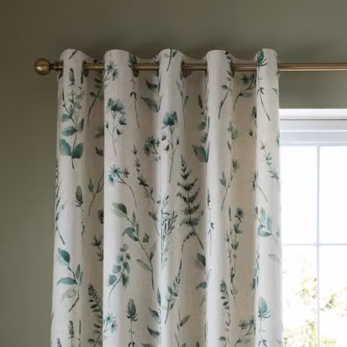 Catherine Lansfield Watercolour Leaves Floral Eyelet Curtains, Green/Multicolour, Width: 229 cm, Height: 229 cm – 3