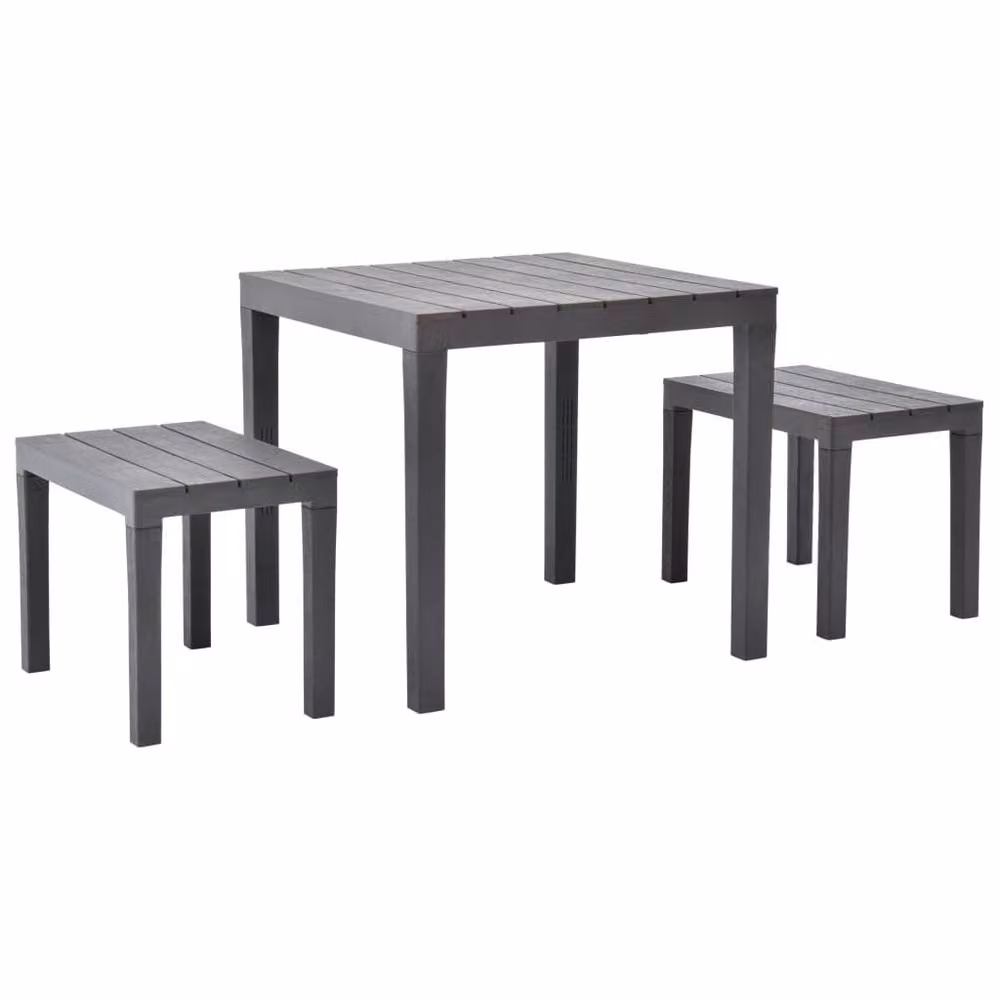 Berkfield Home Garden Table and 2 Benches Set in Brown Plastic – 2