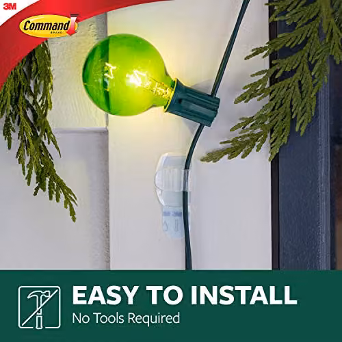 3M Command Clear Outdoor Light Clips with Adhesive Strips in Transparent and White – 4
