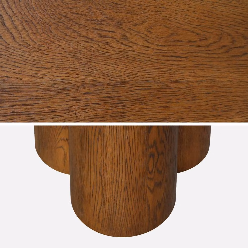 Sweekeek 4-Seater Round Dining Table in Dark Brown with Oak and Rubberwood Veneer, Diameter: 130 cm, Height: 73 cm – 4