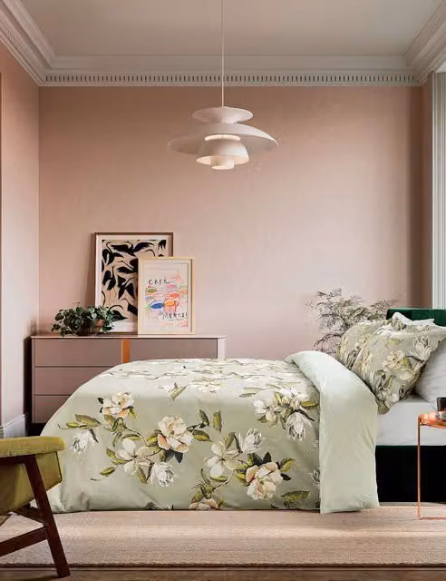 Ted Baker Opal Floral Cotton Bedding Set, Green Mix, W: 140 cm, L: 200 cm