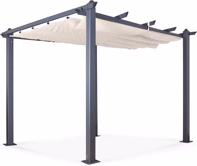 Oseasons Acorn Aluminium Square Pergola Gazebo, White, W: 300 cm x D: 300 cm