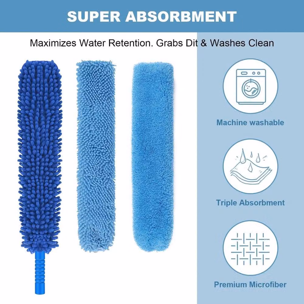 Kelvenix Blue Telescopic Caravan Awning Cleaning Brush and Microfibre Mop, Height: 120 cm – 4