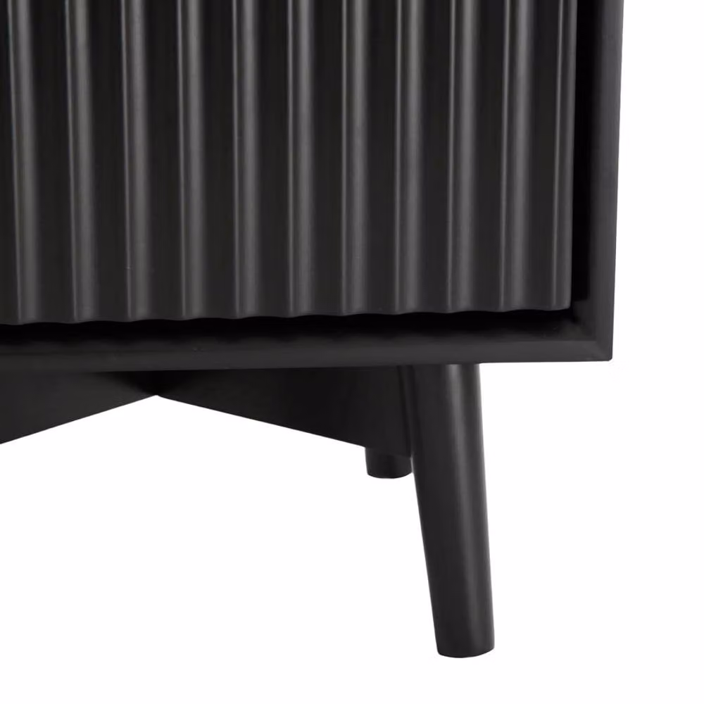 Home Garden Direct Monza 2 Drawer Bedside Table with Fluted Front in Black – 6