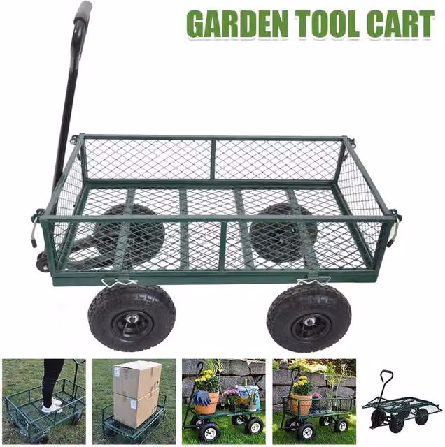Kelvenix Heavy Duty Garden Cart Trolley in Green