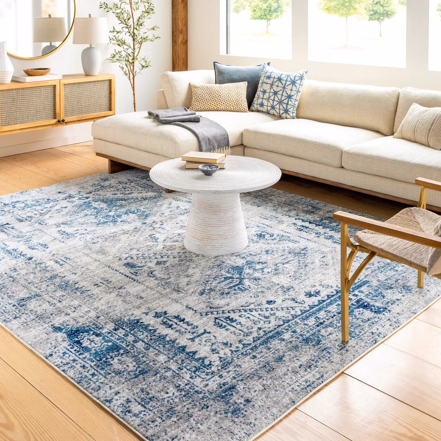 Livabliss Monte Carlo Traditional Boho Living Room Rug in Blue, Grey and White, W: 80 cm, L: 220 cm – 5
