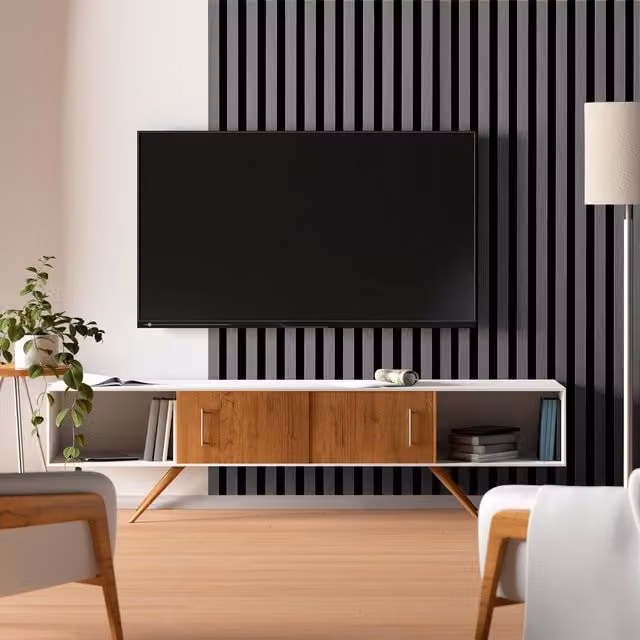 Home Treats Anthracite and Grey Wood Look Modern Striped Wall Panelling