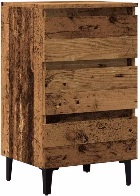 Berkfield Home Bed Cabinet with Metal Legs in Brown, W/D/H: 40 x 35 x 69 cm