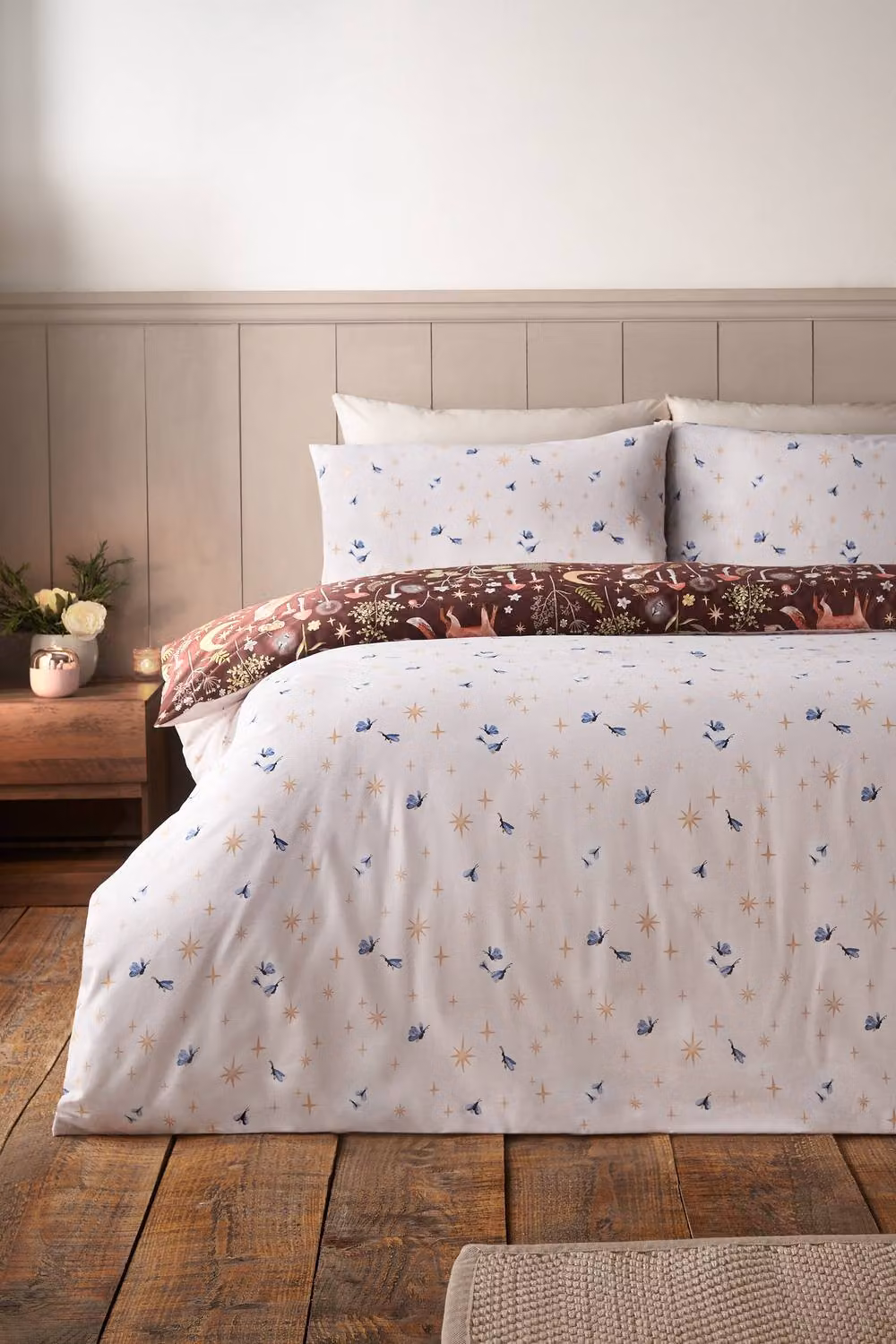 Catherine Lansfield Enchanted Twilight Animals Reversible Single Duvet Cover and Pillowcase Set, Brown, W/D/H: 135 x 200 cm and 50 x 75 cm – 4