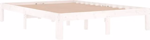 Berkfield Home Beautiful Double Bed Frame in White Solid Pine Wood, W: 138.5 cm, D: 190 cm, H: 30 cm