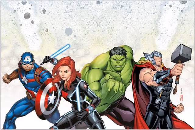 Avengers Multicolour Graphic PVC Tablecloth in White