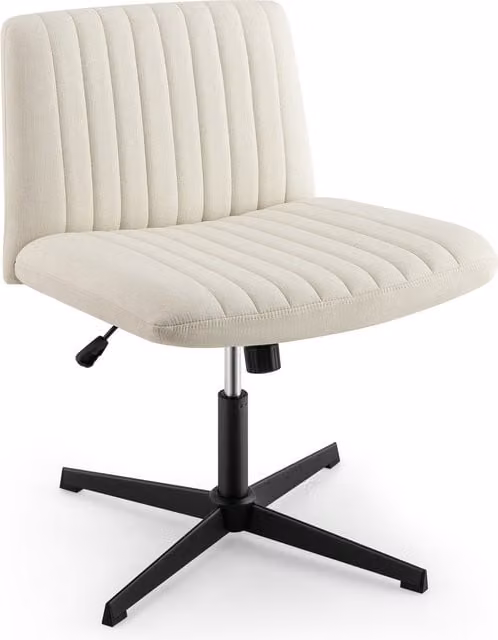 Costway Modern Fabric Office Chair with Metal Criss Cross Legs in Beige and White