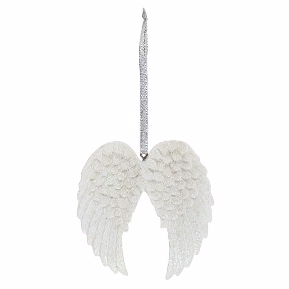Uniqueful Double Glitter Angel Wing Hanging Christmas Pendant Decoration in White and Silver – 2