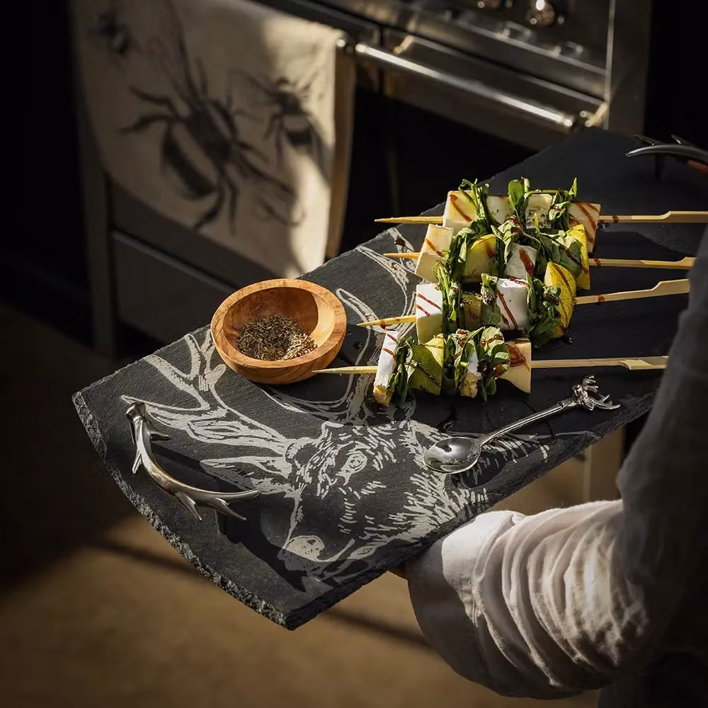 Selbrae House Rectangular Slate Serving Tray with Stainless Steel Handles in Anthracite Grey – 3